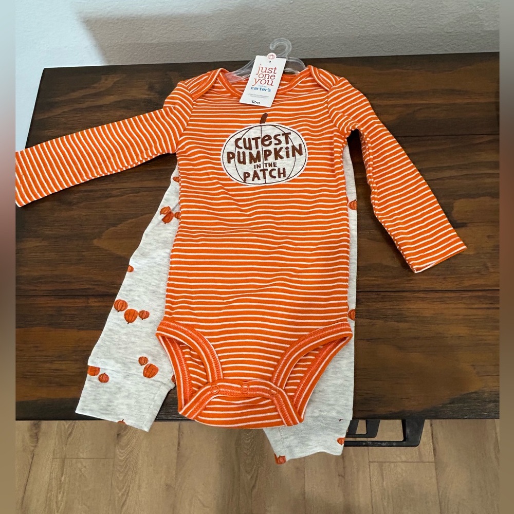 Carter's Orange & White Striped 'Cutest Pumpkin' Long-Sleeve 2 piece set